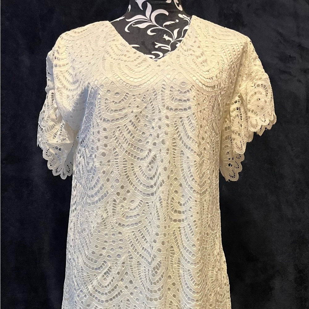 worthington Lace dress Off White Size Small Short Sleeve
